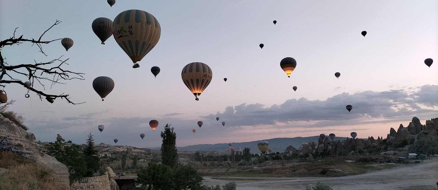 Balloons in the Cappadocian sky in the morning